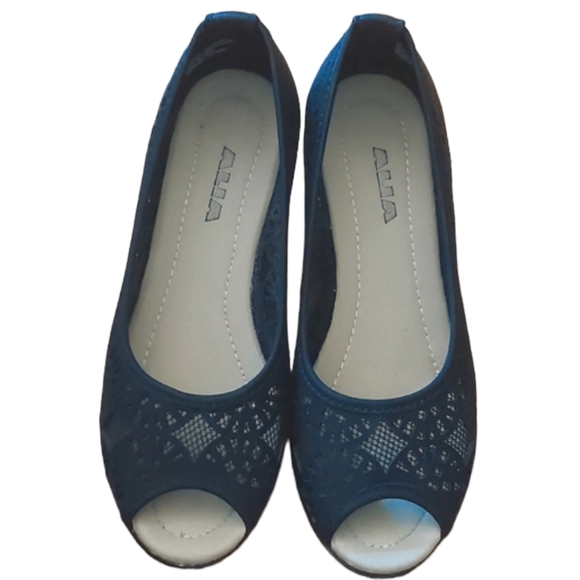 ALIA, Size 6, Black, open toe wedge heel - Picture 1 of 10